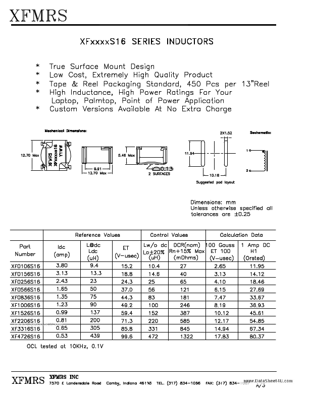 <?=XFXXXXS16?> डेटा पत्रक पीडीएफ