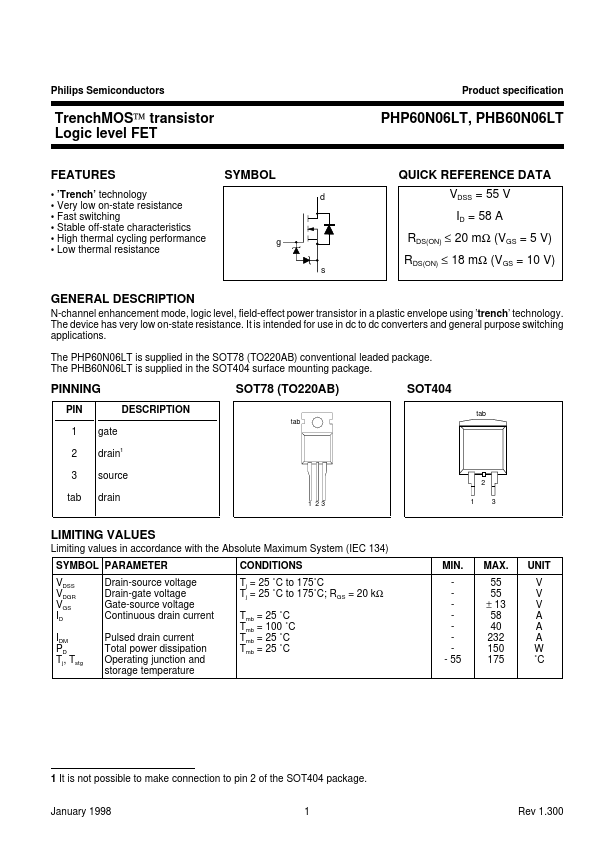 PHB60N06LT NXP