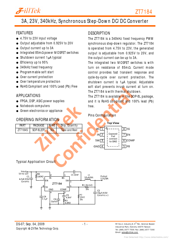 <?=ZT7184?> डेटा पत्रक पीडीएफ