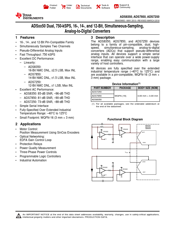 <?=ADS7250?> डेटा पत्रक पीडीएफ
