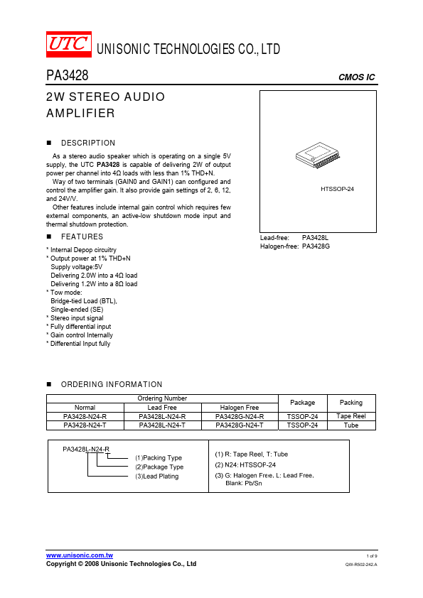 PA3428 Unisonic Technologies