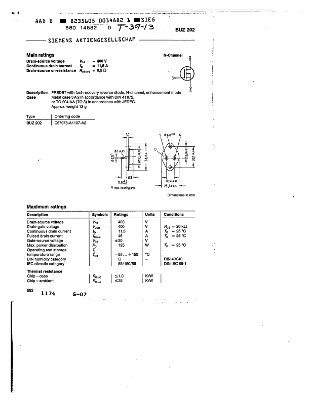 BUZ202 Siemens Semiconductor Group