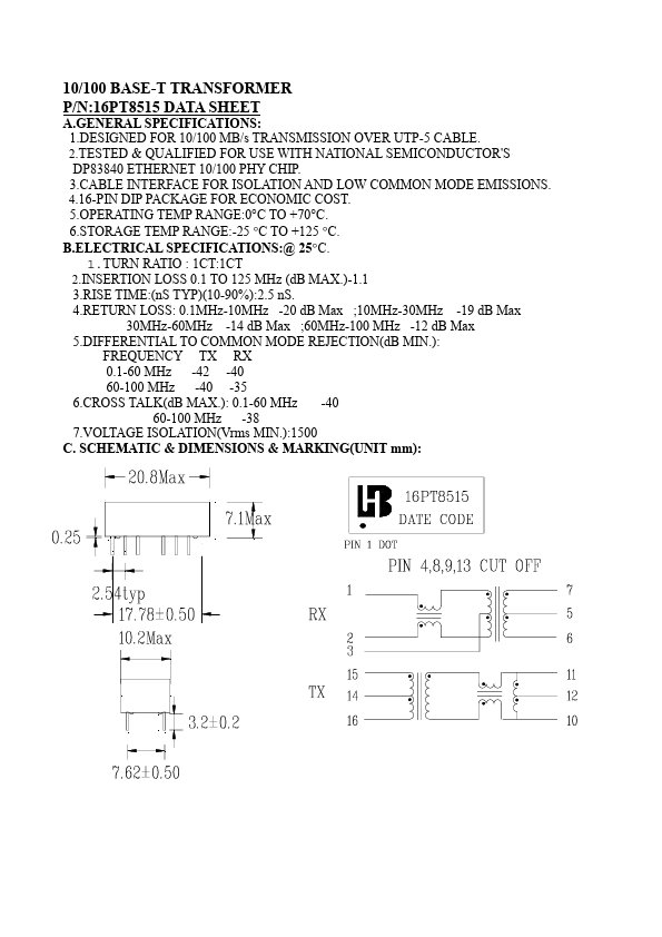 <?=16PT8515?> डेटा पत्रक पीडीएफ