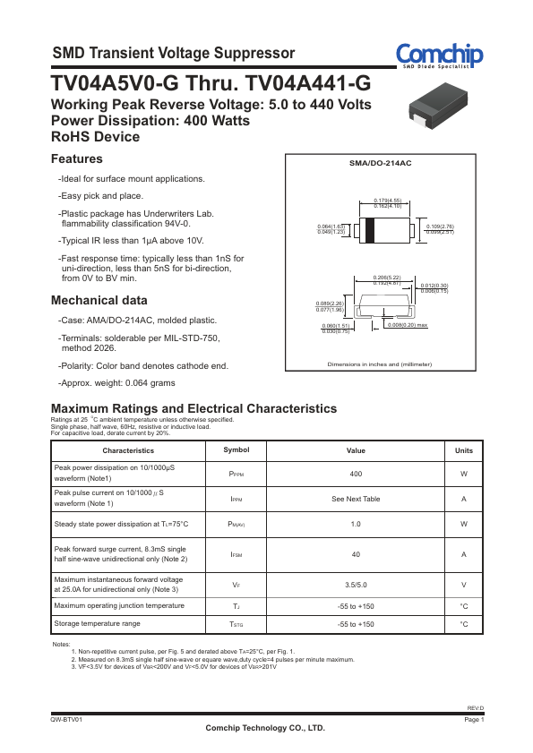 TV04A540KB-G Comchip Technology