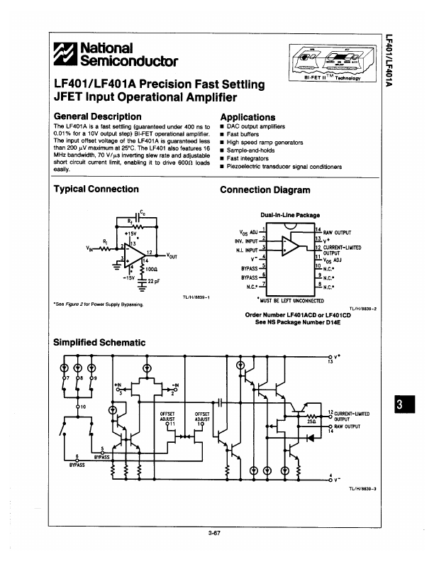 LF401 National Semiconductor