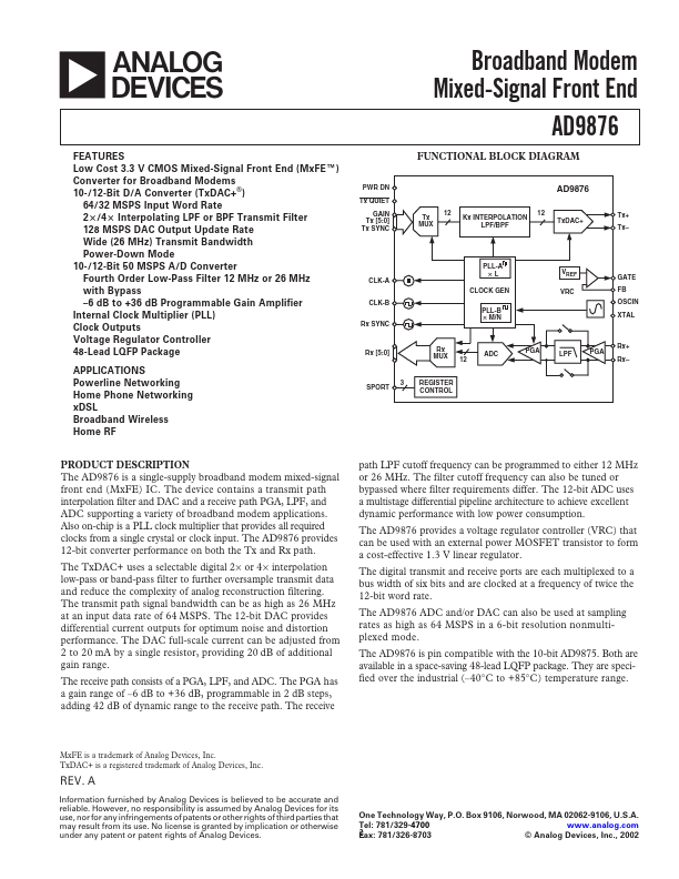 AD9876 Analog Devices