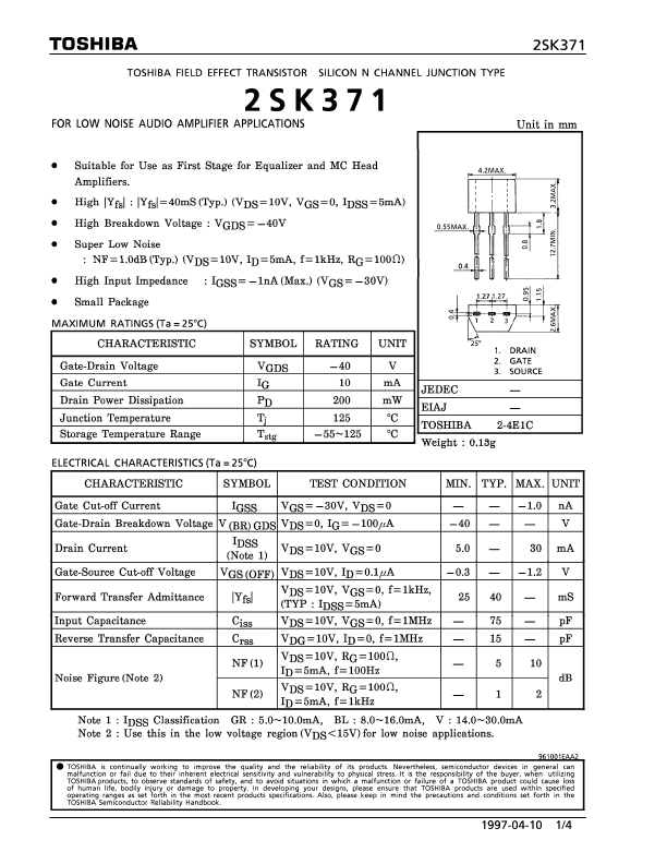 2SK371 Toshiba Semiconductor
