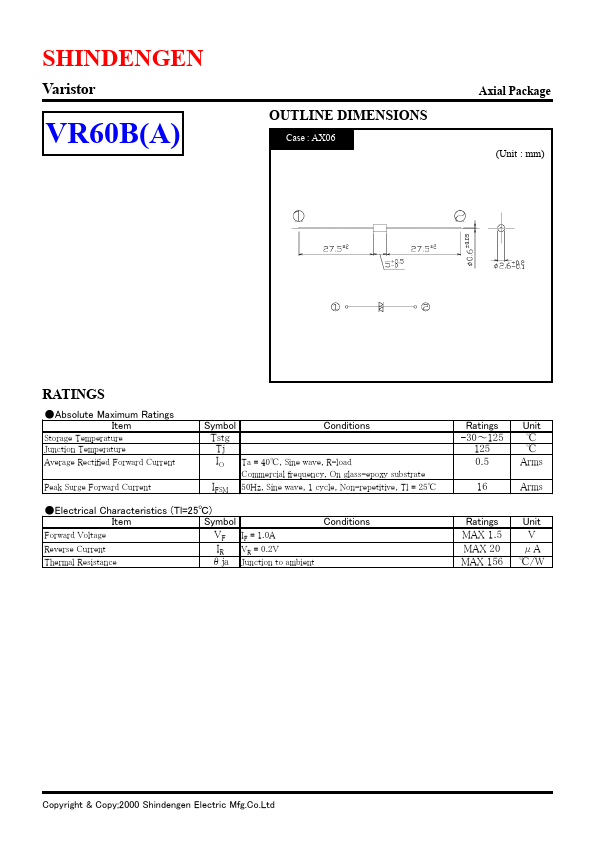 VR60B Shindengen Electric Mfg.Co.Ltd