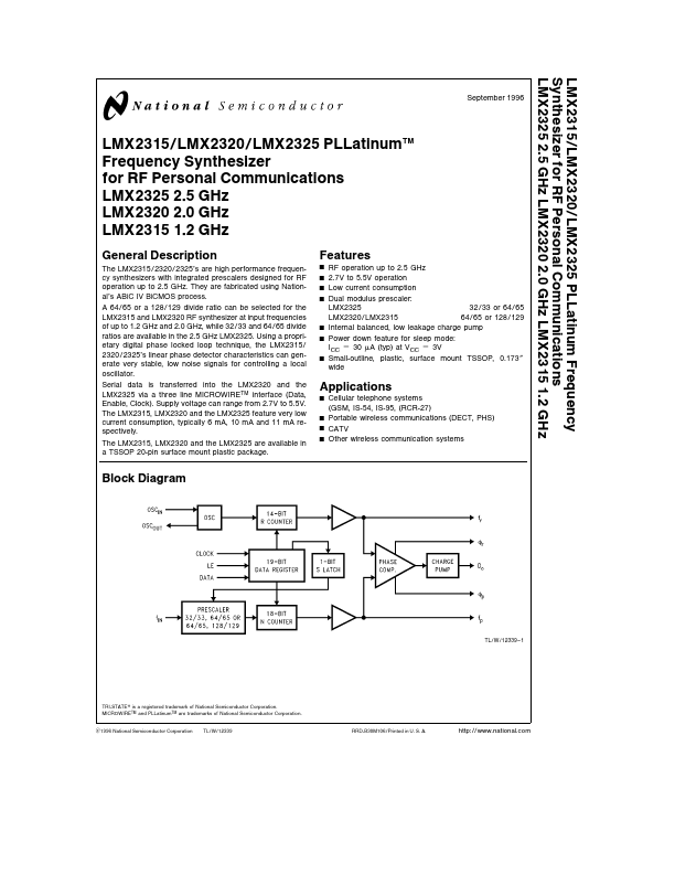 LMX2320 National Semiconductor