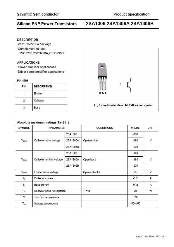<?=2SA1306B?> डेटा पत्रक पीडीएफ