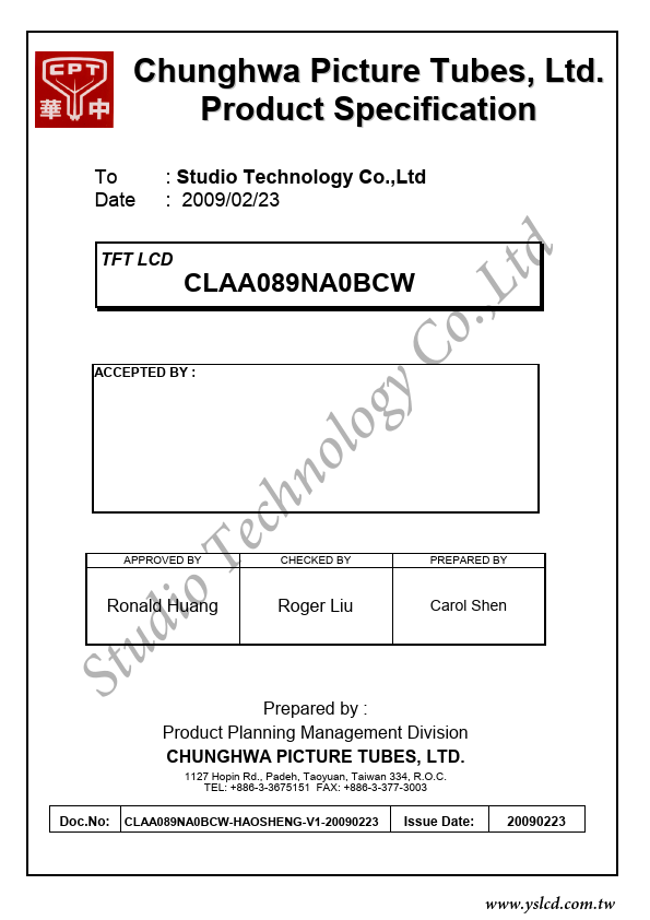 <?=CLAA089NA0BCW?> डेटा पत्रक पीडीएफ