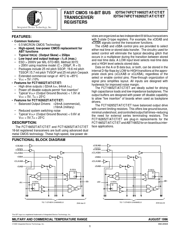 IDT74FCT16652CT