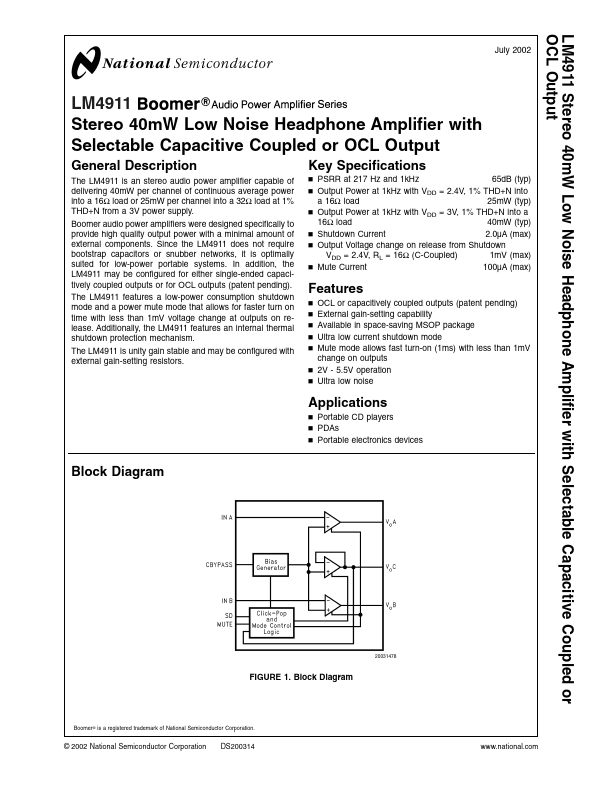 LM4911 National Semiconductor