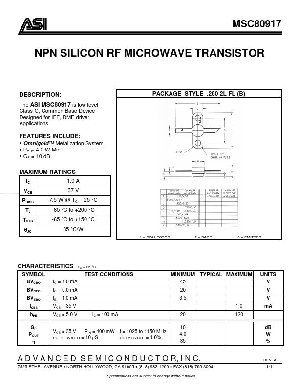 MSC80917 Advanced Semiconductor