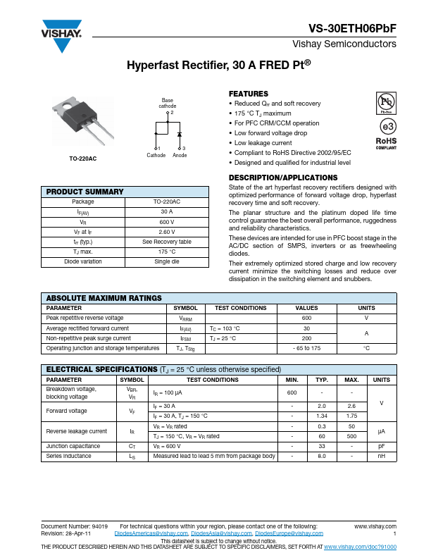 VS-30ETH06PbF