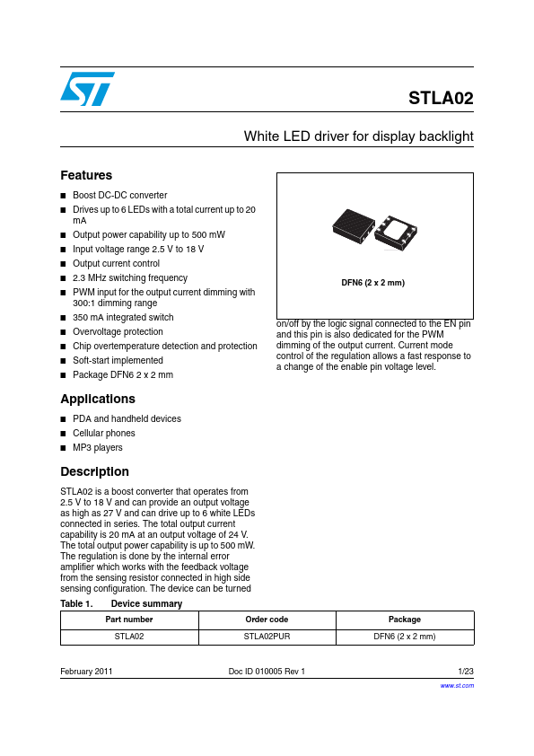 STLA02 Datasheet | STMicroelectronics - Datasheetspdf.com