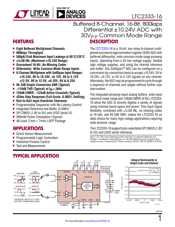 <?=LTC2333-16?> डेटा पत्रक पीडीएफ