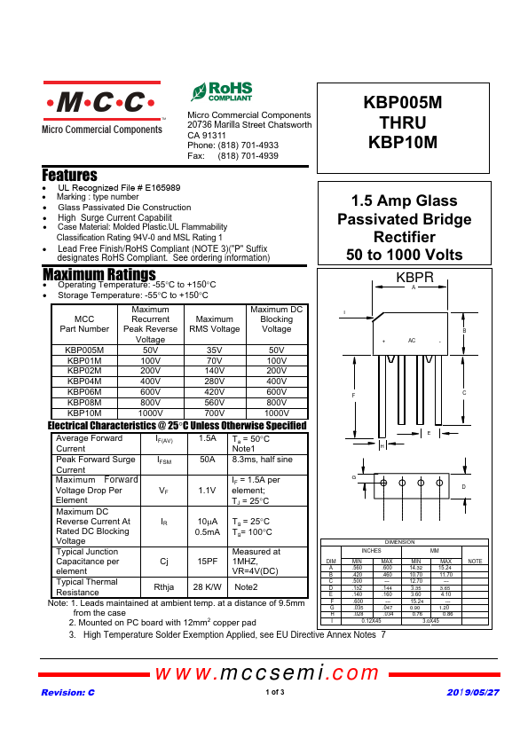 KBP08M MCC