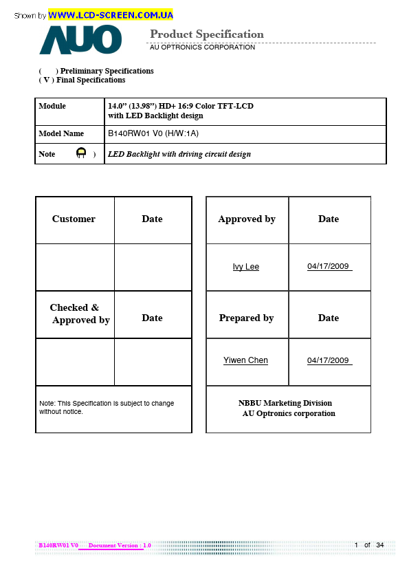 B140RW01-V0