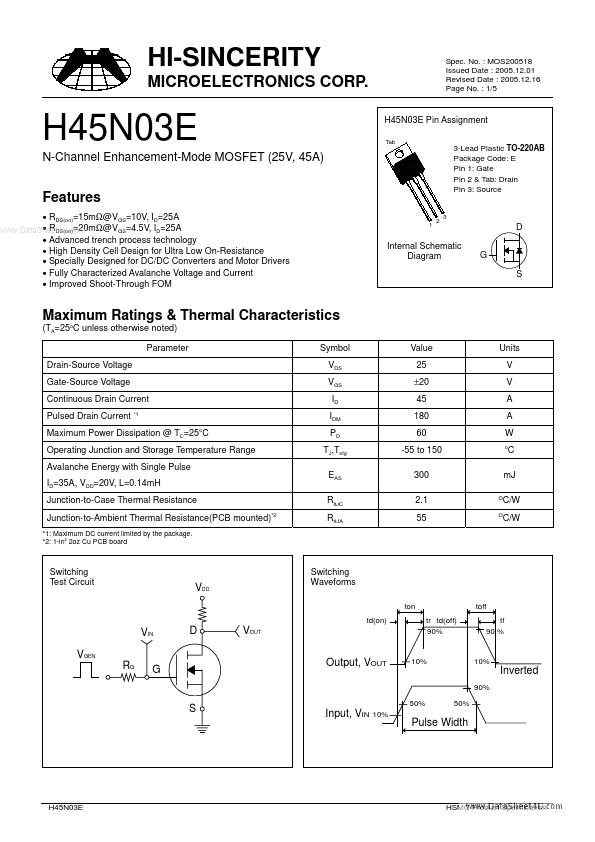 <?=H45N03E?> डेटा पत्रक पीडीएफ