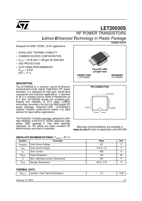 LET20030S STMicroelectronics