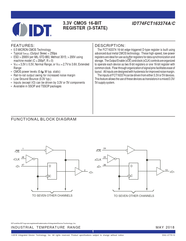 IDT74FCT163374C Integrated Device Technology