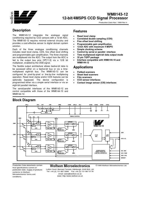 WM8143-12 Wolfson Microelectronics plc