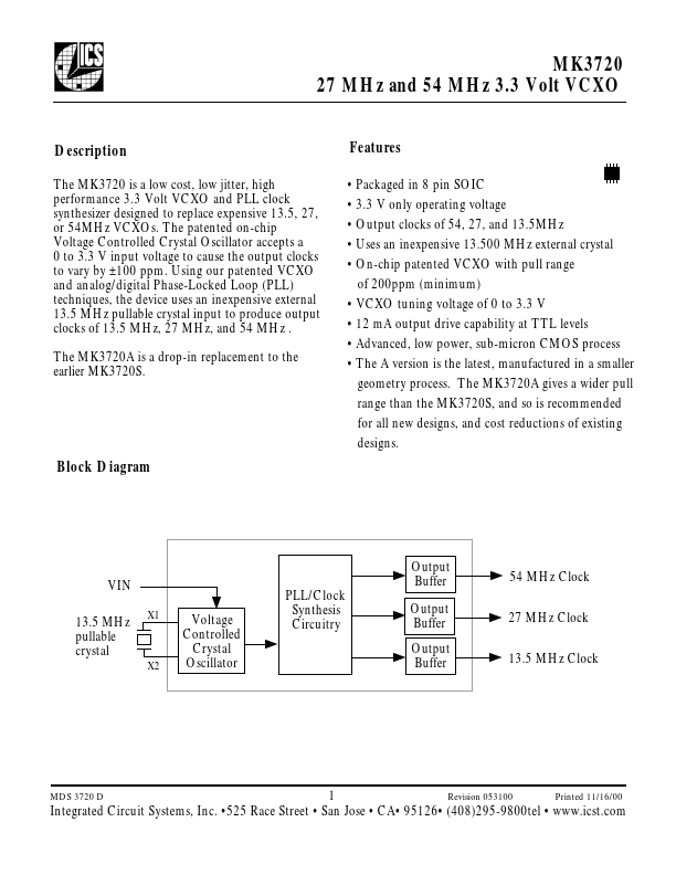 MK3720 Integrated Circuit Systems