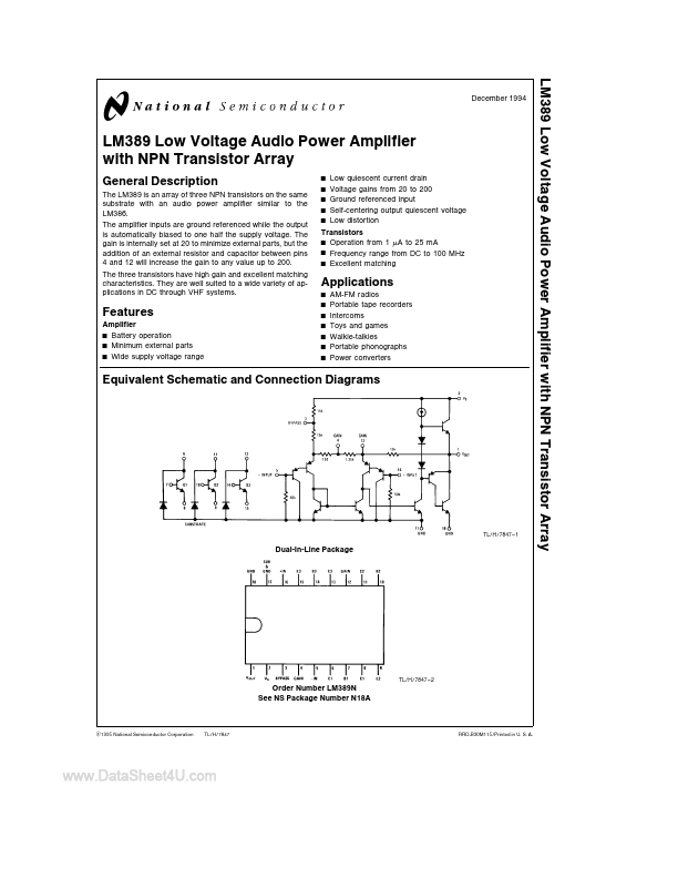 LM389 National Semiconductor