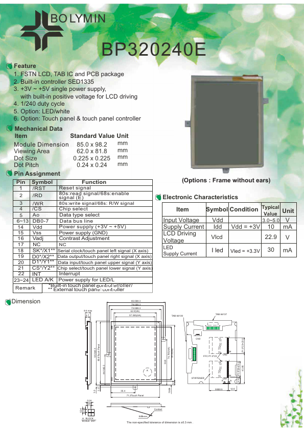 BP320240E Bolymin