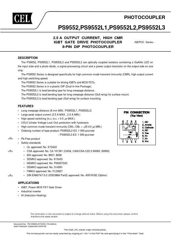 <?=PS9552L3?> डेटा पत्रक पीडीएफ