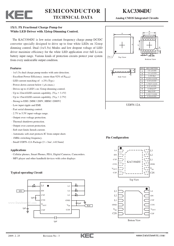 <?=KAC3304DU?> डेटा पत्रक पीडीएफ
