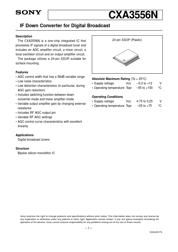 <?=CXA3556N?> डेटा पत्रक पीडीएफ