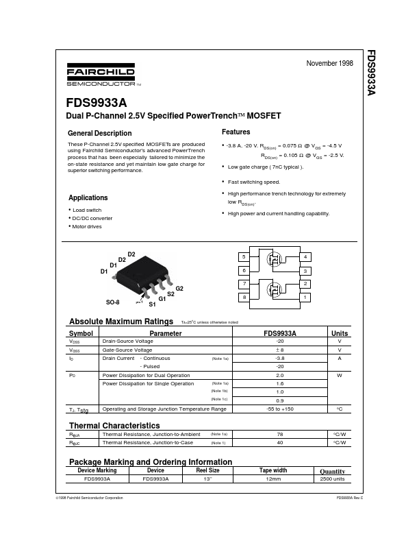 FDS9933A Fairchild Semiconductor