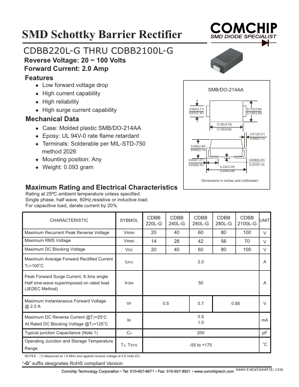 CDBB260L-G Comchip Technology