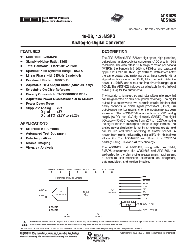 <?=ADS1625?> डेटा पत्रक पीडीएफ