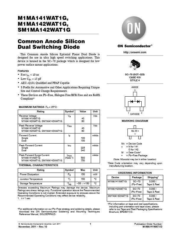 M1MA142WAT1G ON Semiconductor