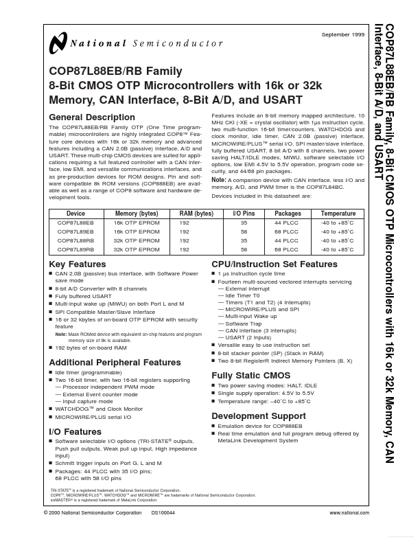 COP87L88EB National Semiconductor
