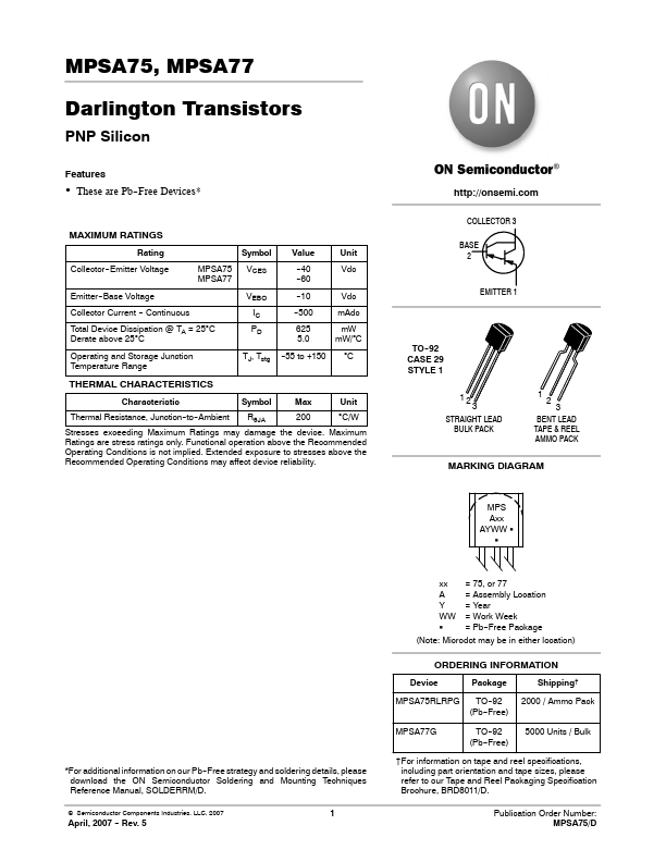 MPSA75 ON Semiconductor