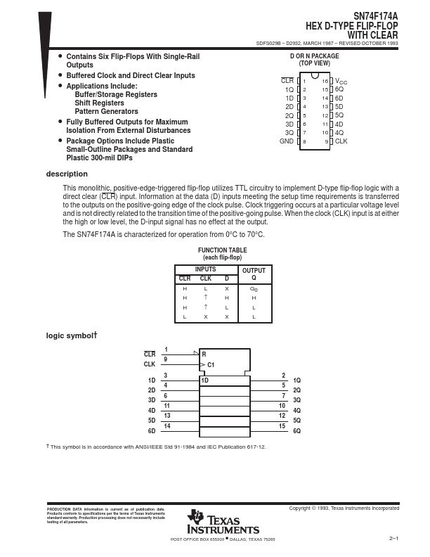 SN74F174A Texas Instruments