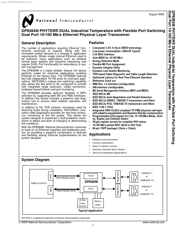 DP83849I National Semiconductor