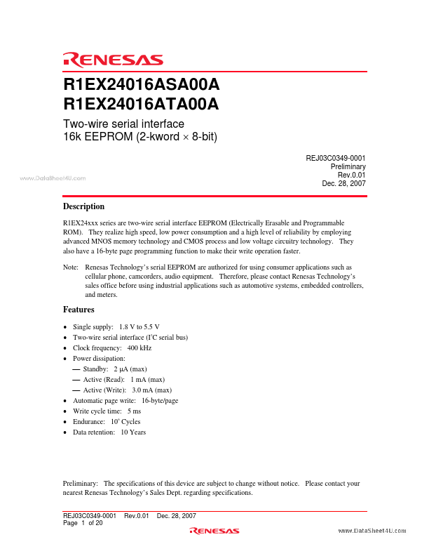 R1EX24016ASA00A Renesas Technology