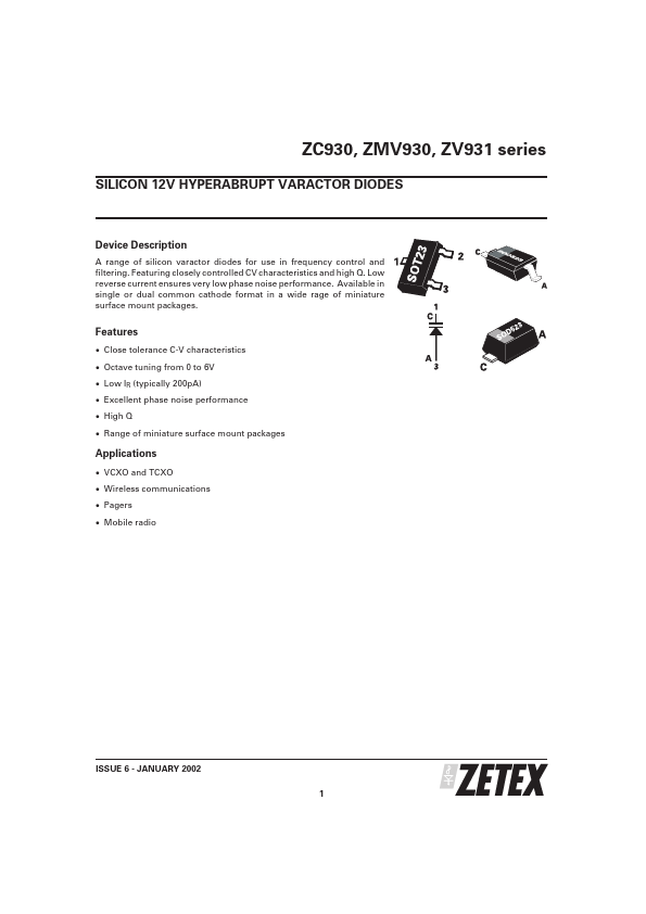 ZMV933ATA Zetex Semiconductors