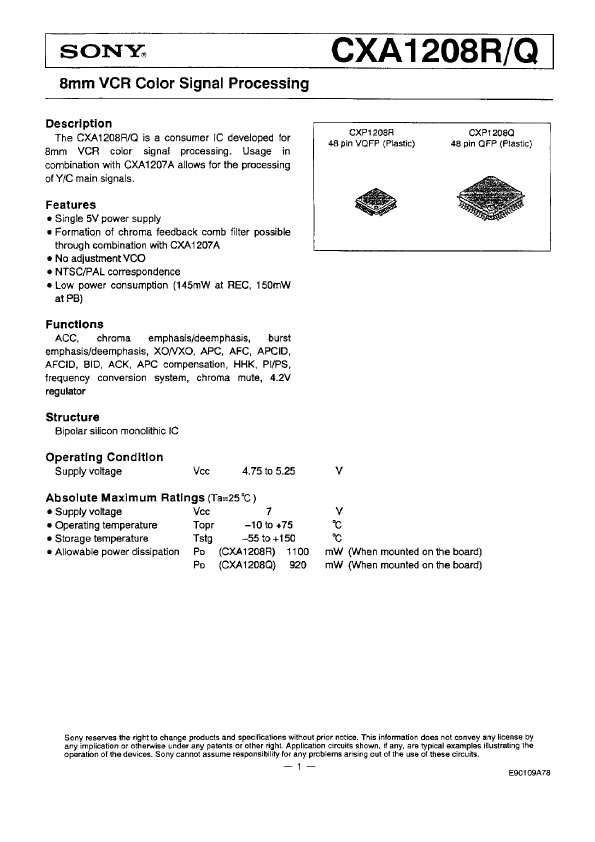 <?=CXA1208Q?> डेटा पत्रक पीडीएफ