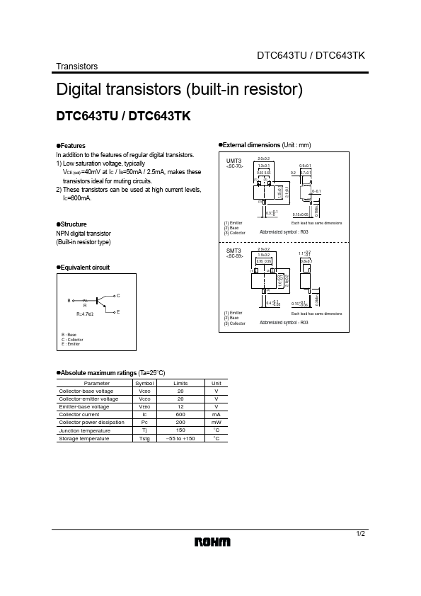 DTC643TK Rohm