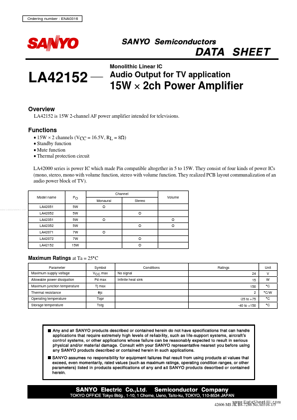 <?=LA42152?> डेटा पत्रक पीडीएफ