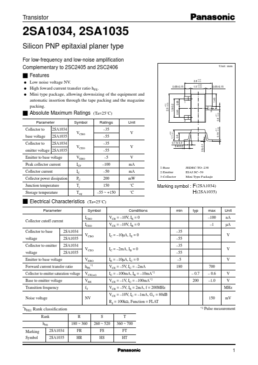 2SA1034 Panasonic Semiconductor