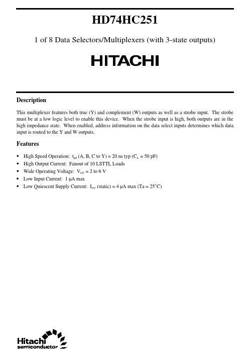 HD74HC251 Hitachi Semiconductor