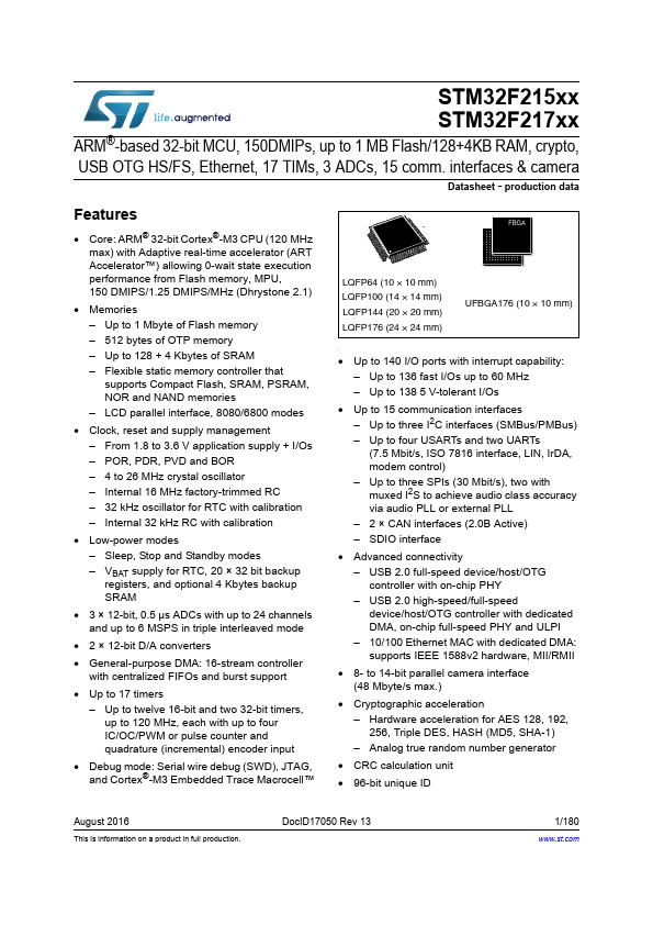 STM32F217ZE STMicroelectronics