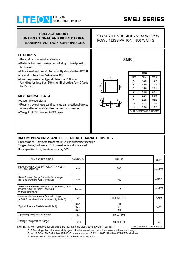 SMBJ85CA LITE-ON